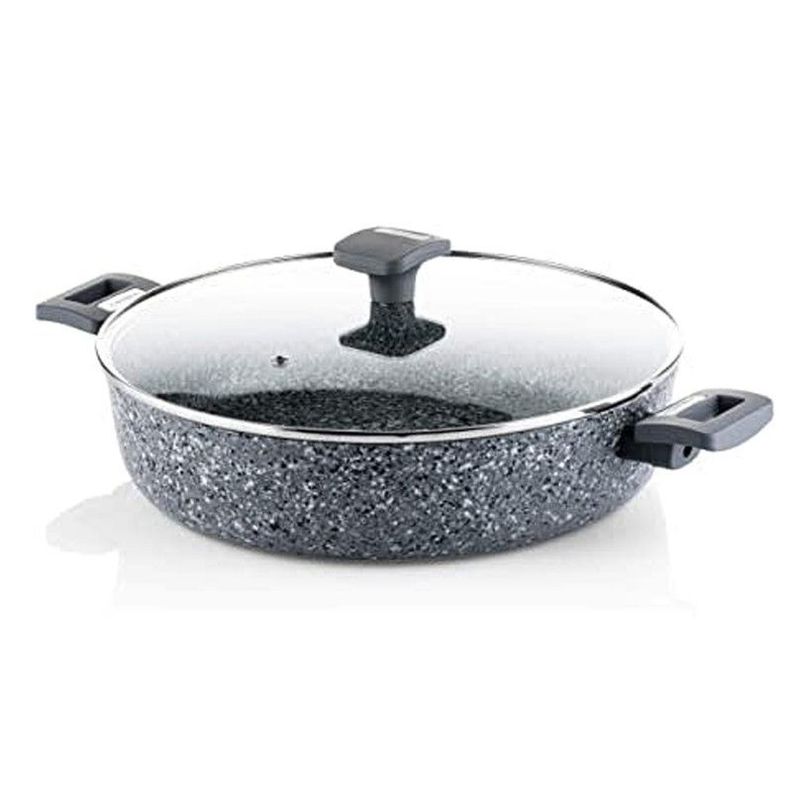 Cacerola / Baja Con Tapa Marmol Gris 32 Cm 70L32Ggy-1