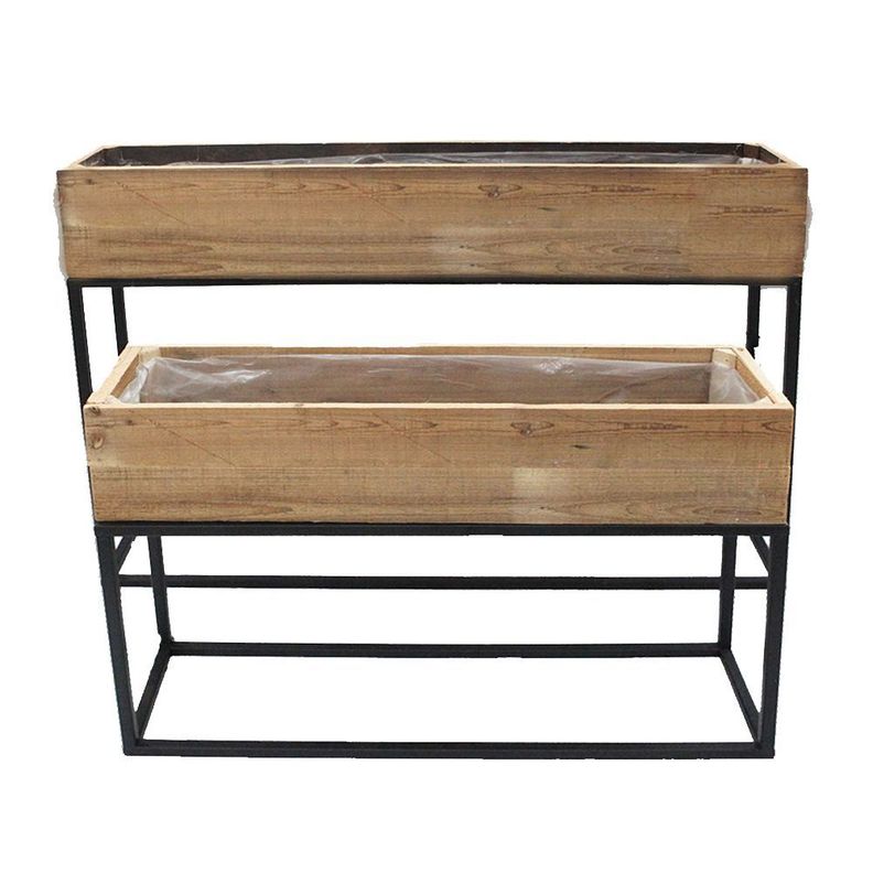 Maceta De Metal Con Madera Tulipan Antico Home-1