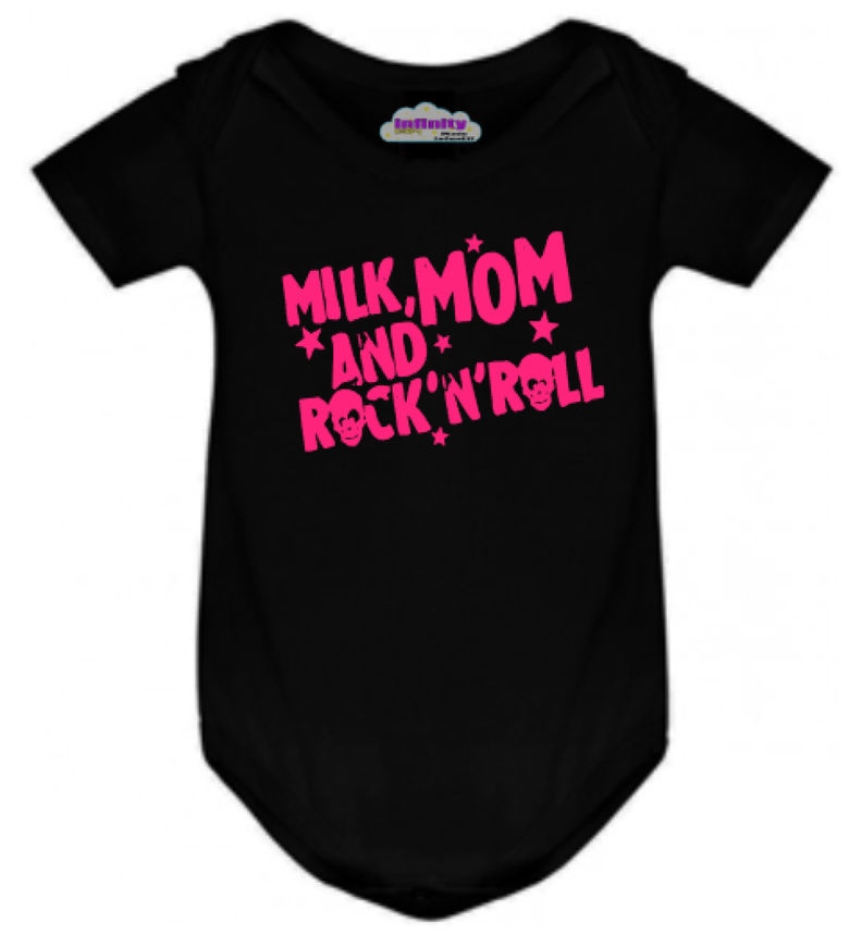 Body Pilucho Bebé Milk Mom Rock N´roll Baby Infantil 100% Algodón-0