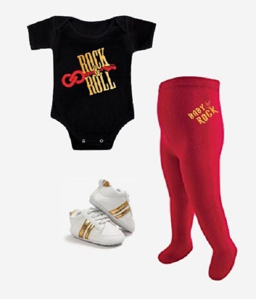 Conjunto Rockero Bebé Body Calza Zapatilla Infinity Rock & Roll -0