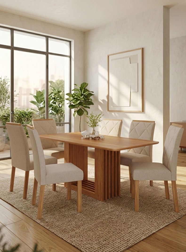 Juego de Comedor Elegante Madera Rectangular 6 Sillas Ariela