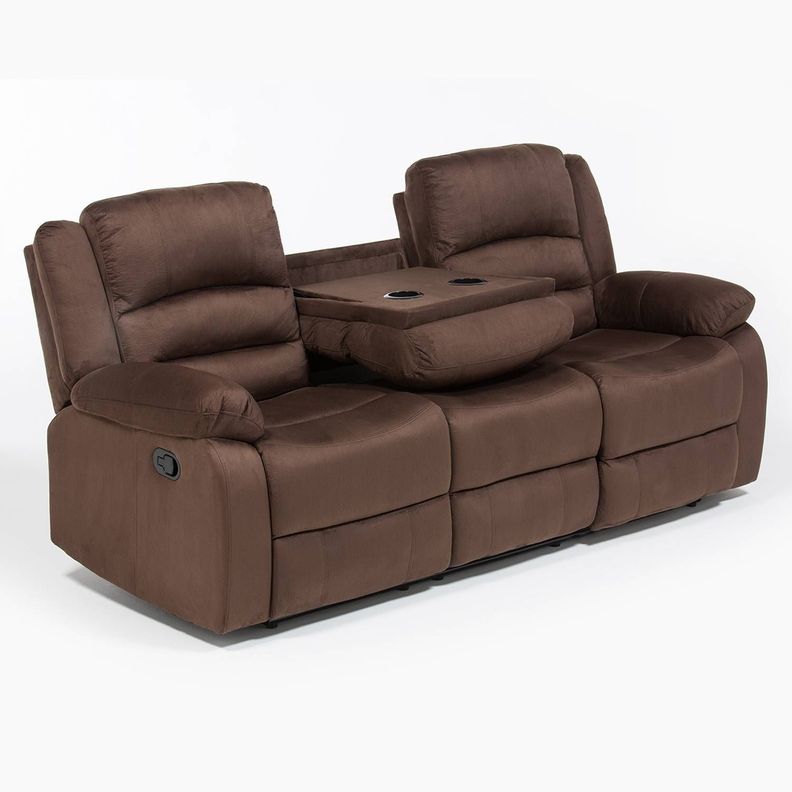  Living Sofá 3 Cuerpos Reclinable Martell Café + 2 Bergers 98060-5