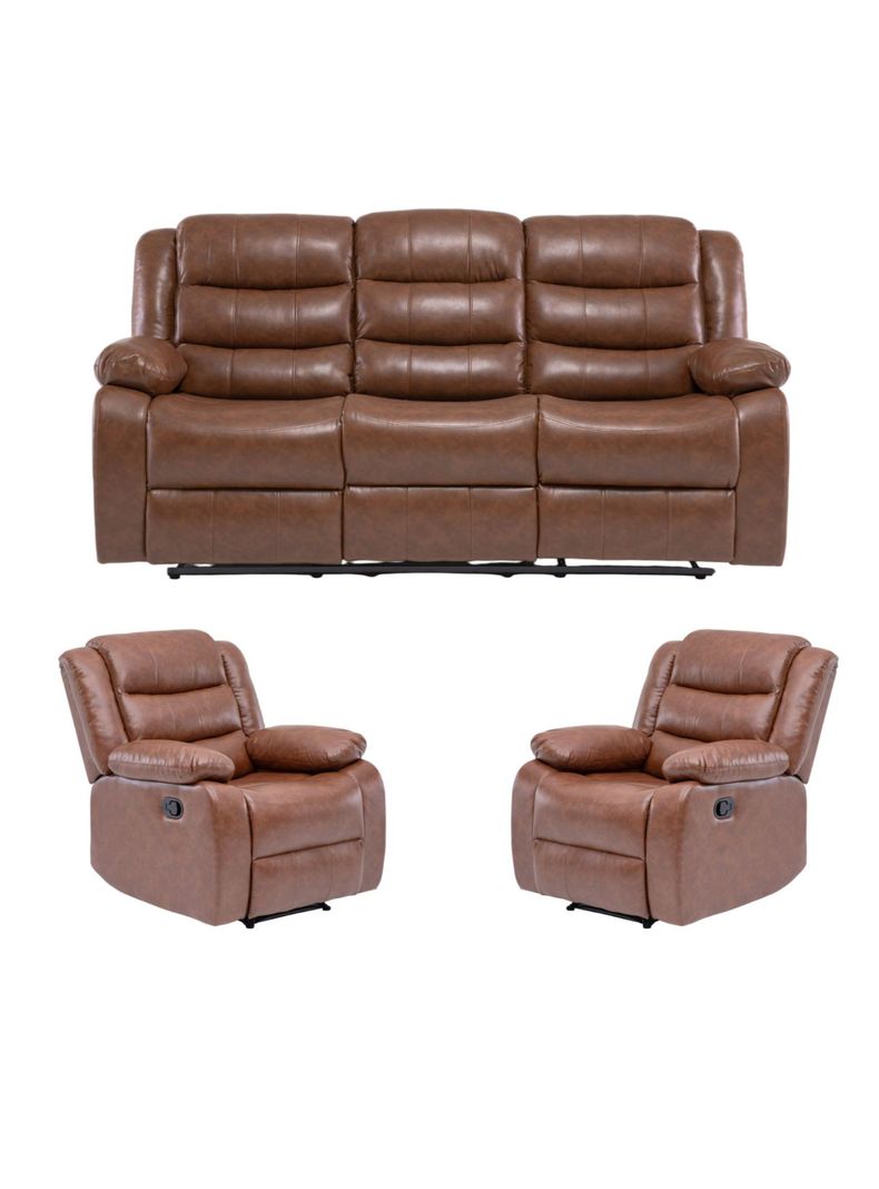  Living Sofá 3 Cuerpos Reclinable Roma Café + 2 Bergers KM060BR-0