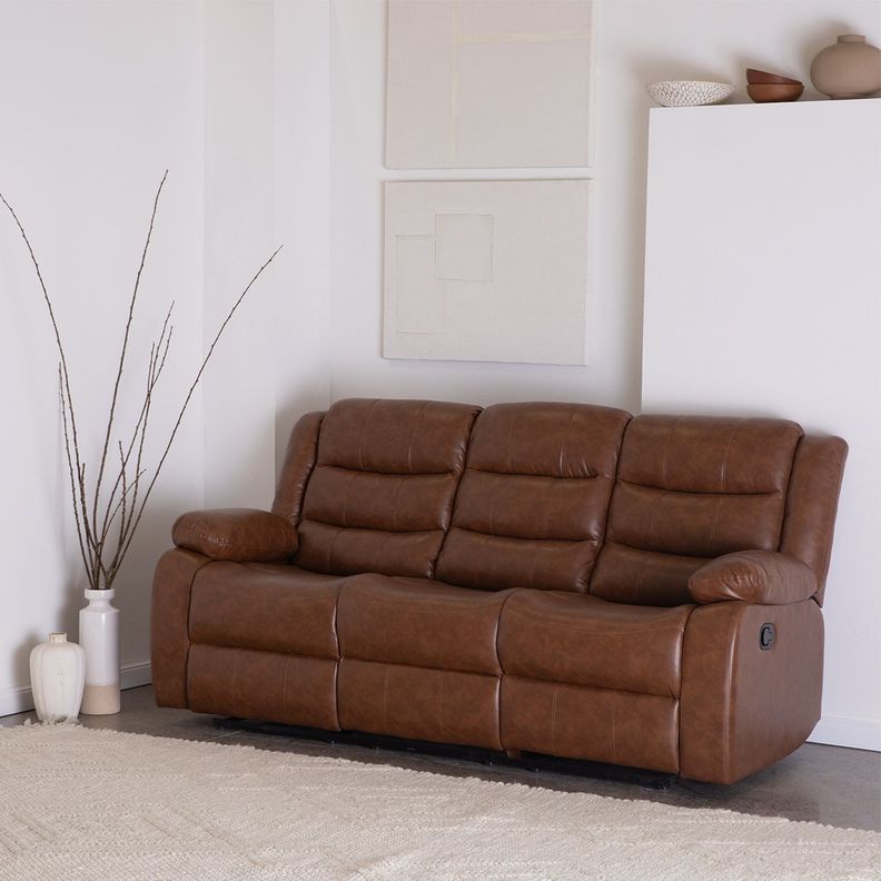  Living Sofá 3 Cuerpos Reclinable Roma Café + 2 Bergers KM060BR-5