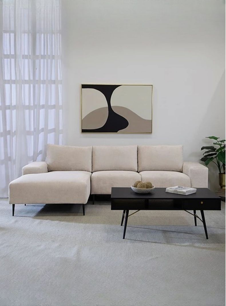 Sofa Seccional 3 Personas Izquierdo Moderno Beige Castelo KM2315LIV