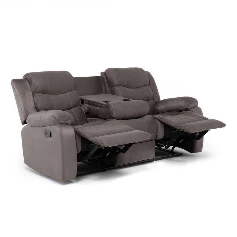  Sofá 3 Cuerpos Reclinable Tradicional Norman Gris 2011SFGR-4