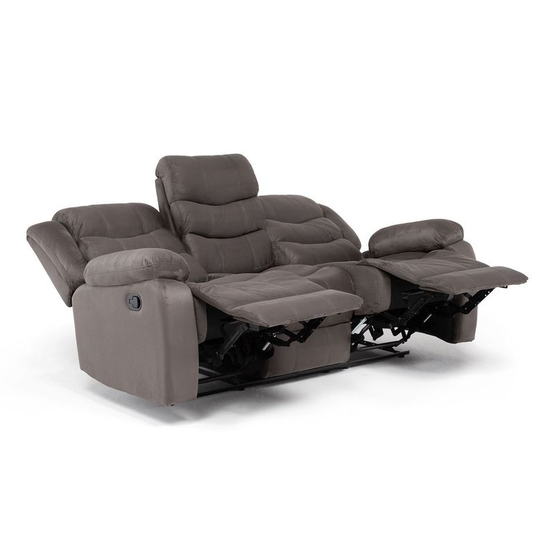  Sofá 3 Cuerpos Reclinable Tradicional Norman Gris 2011SFGR-5