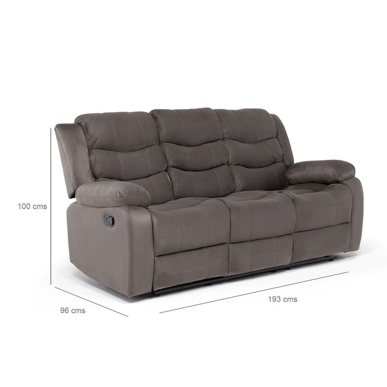  Sofá 3 Cuerpos Reclinable Tradicional Norman Gris 2011SFGR-7