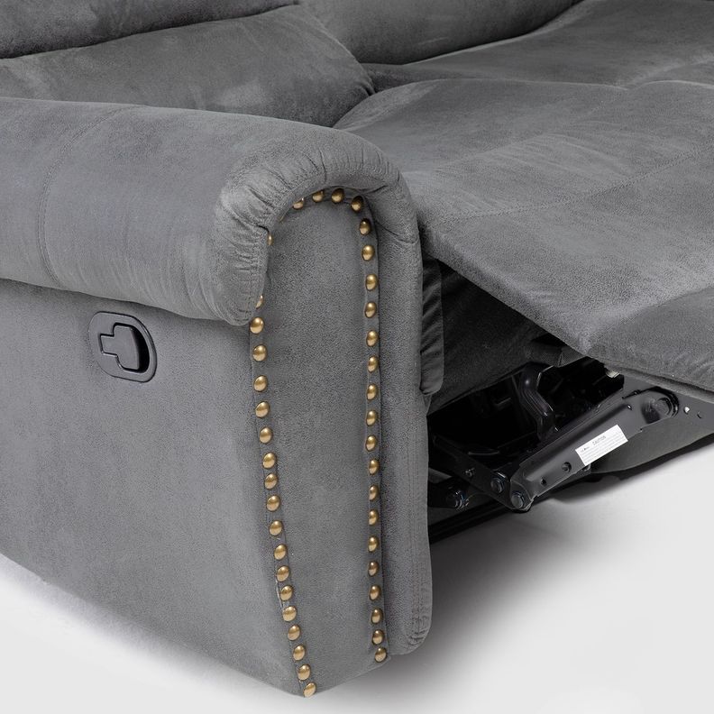 Sofá Seccional Reclinable Moderno Gris 5 Cuerpos + Consola Castle 7245CHCGR-6