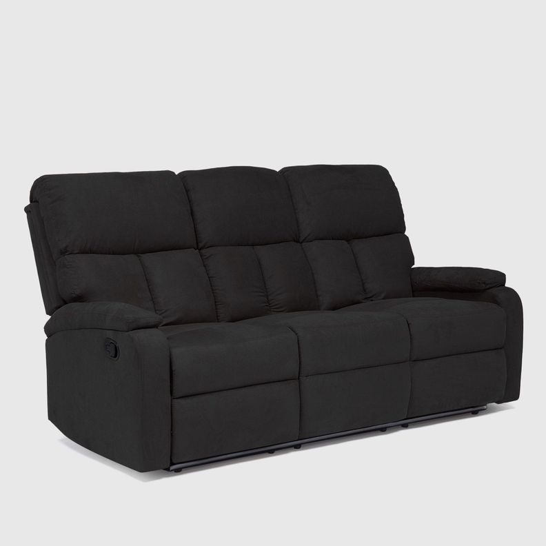  Sofá 3 Cuerpos Reclinable Negro Moderno Matheus VS8070SBL-0