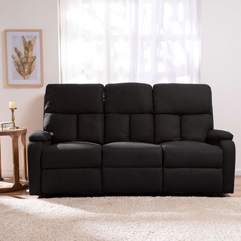  Sofá 3 Cuerpos Reclinable Negro Moderno Matheus VS8070SBL-2