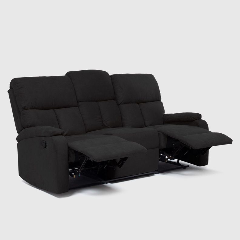  Sofá 3 Cuerpos Reclinable Negro Moderno Matheus VS8070SBL-3