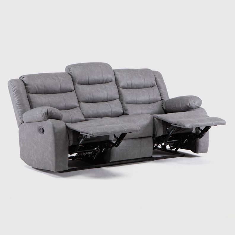 Sofá Gris Reclinable 3 Cuerpos Moderno Roma KM060SGR-4
