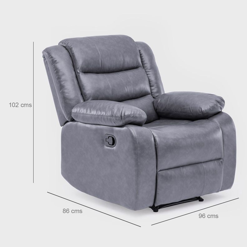 Berger Reclinable 1 Cuerpo Moderno Gris PU Berlin KM060RGR-3