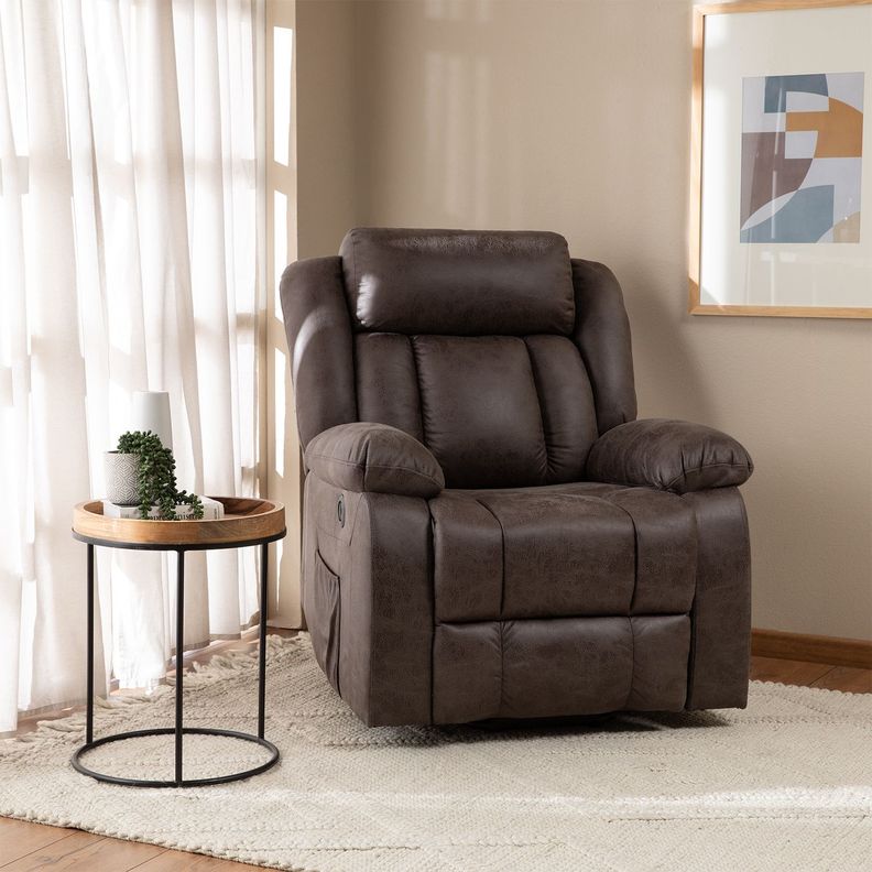 Berger Reclinable Moderno Eléctrico Masaje Café KM8822MBR-2