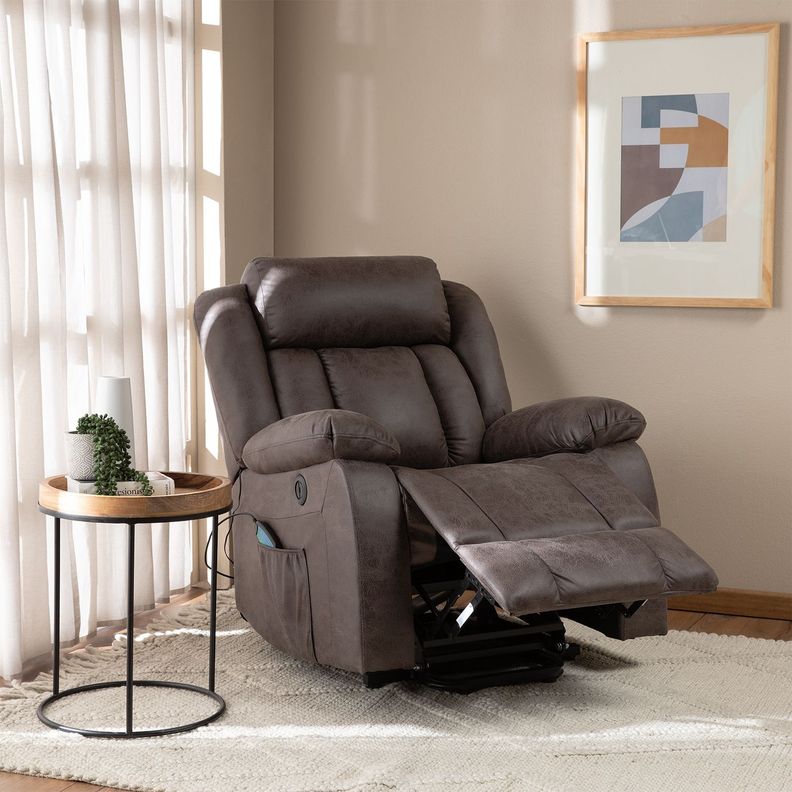 Berger Reclinable Moderno Eléctrico Masaje Café KM8822MBR-3