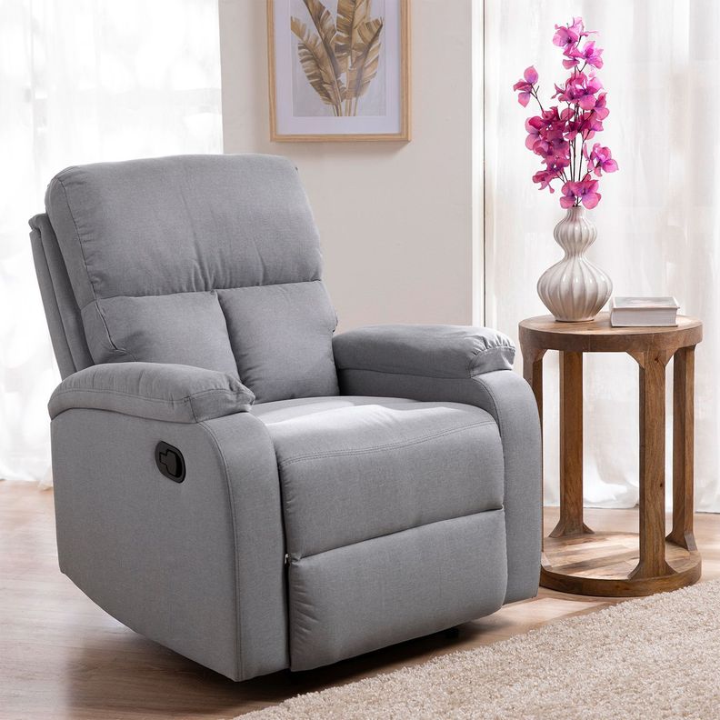Living Sofá 3 Cuerpos Reclinable Matheus Gris + 2 Bergers VS8070GR-4