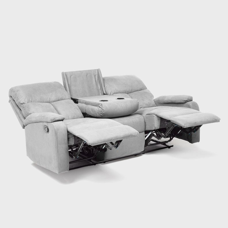 Living Sofá 3 Cuerpos Reclinable Matheus Gris + 2 Bergers VS8070GR-6