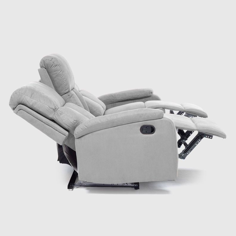 Living Sofá 3 Cuerpos Reclinable Matheus Gris + 2 Bergers VS8070GR-7