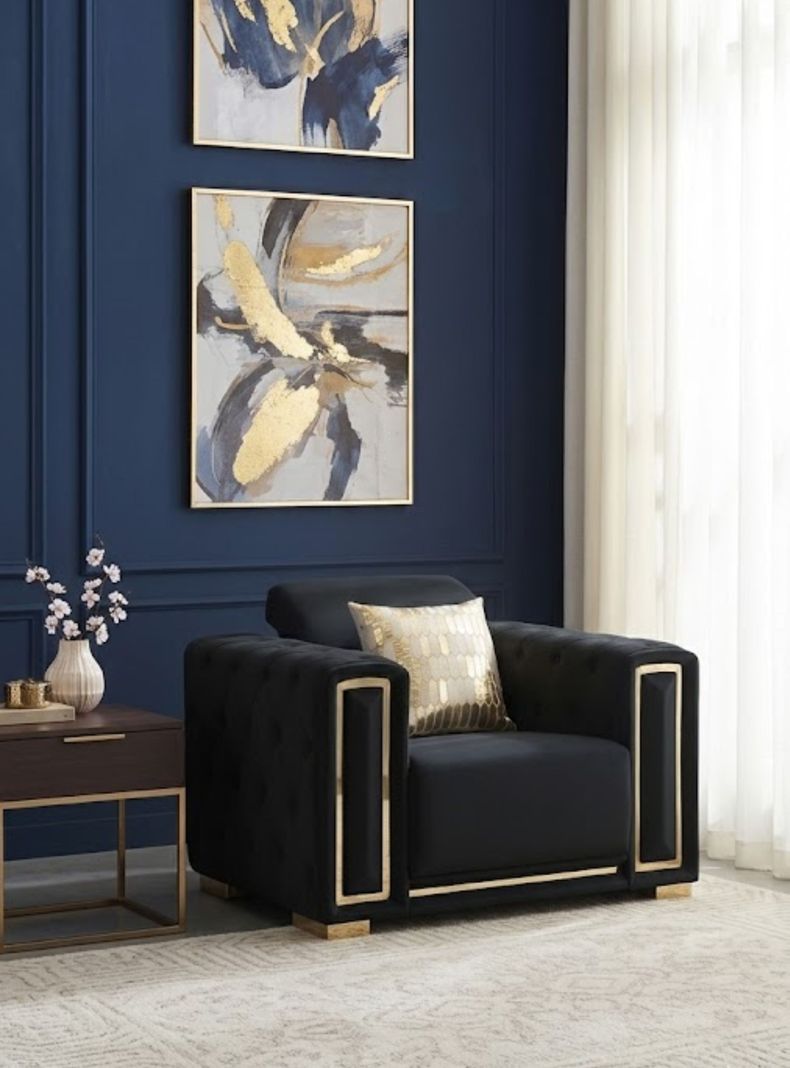 Sillon Elegante 1 Cuerpo Living Moderno Negro Palermo