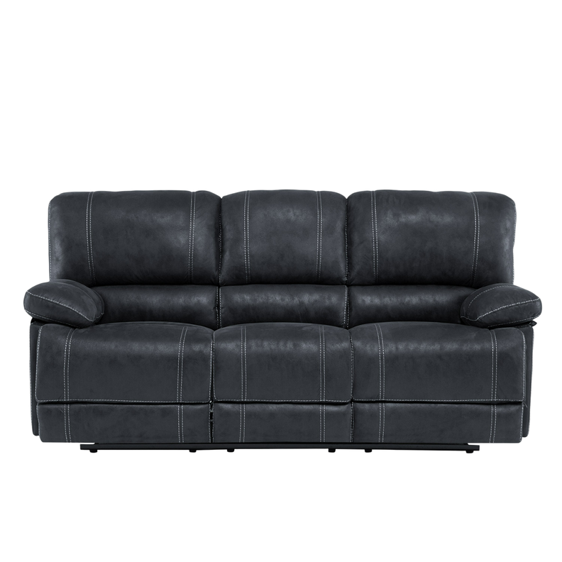Sofá 3 Cuerpos Reclinable Cuero Viejo Gris Clásico Castle 98023SR4GR-1