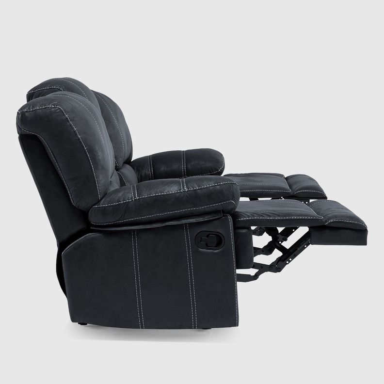 Sofá 3 Cuerpos Reclinable Cuero Viejo Gris Clásico Castle 98023SR4GR-4