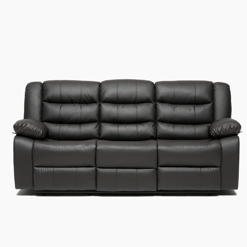 Living Sofá 3 Cuerpos Reclinable Roma Negro + 2 Bergers KM060BL-5