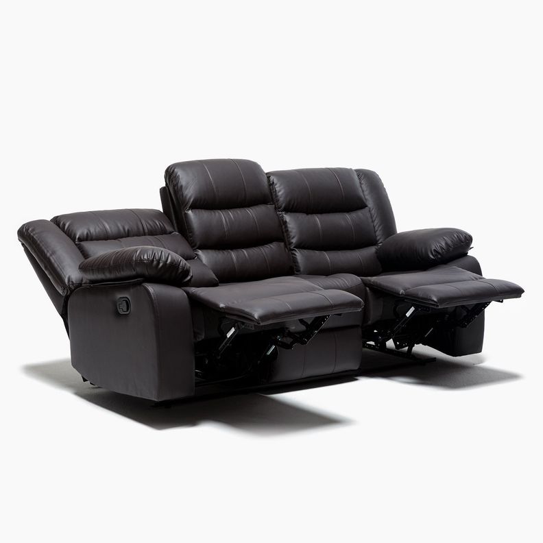 Living Sofá 3 Cuerpos Reclinable Roma Negro + 2 Bergers KM060BL-6