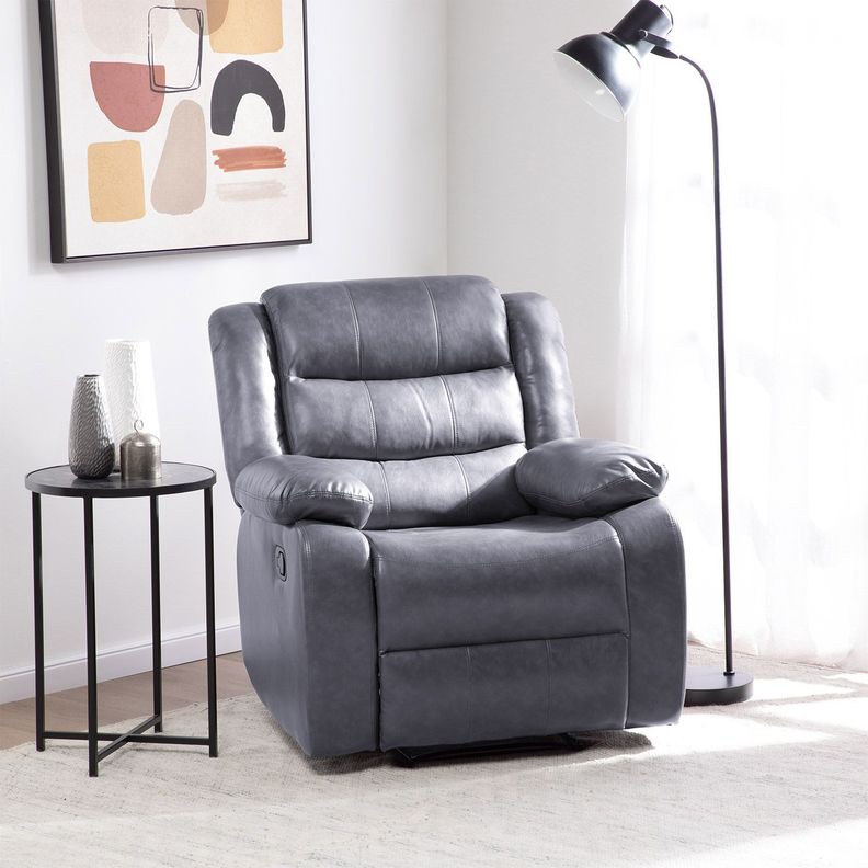 Living Sofá 3 Cuerpos Reclinable Roma Gris + 2 Bergers KM060GR-3