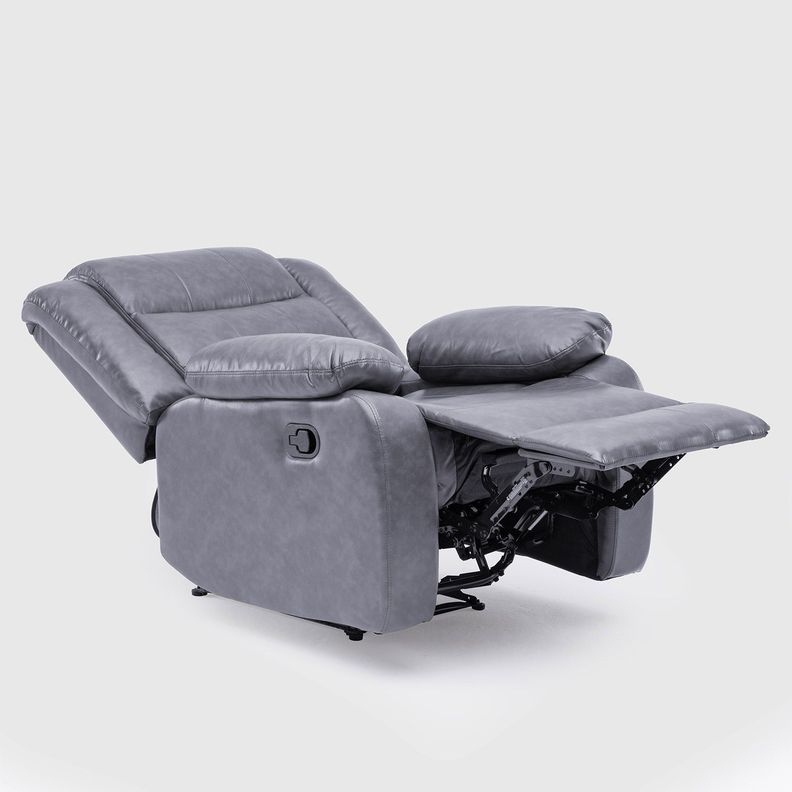 Living Sofá 3 Cuerpos Reclinable Roma Gris + 2 Bergers KM060GR-6