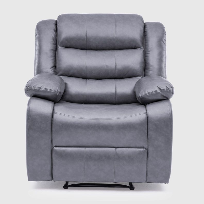 Living Sofá 3 Cuerpos Reclinable Roma Gris + 2 Bergers KM060GR-7