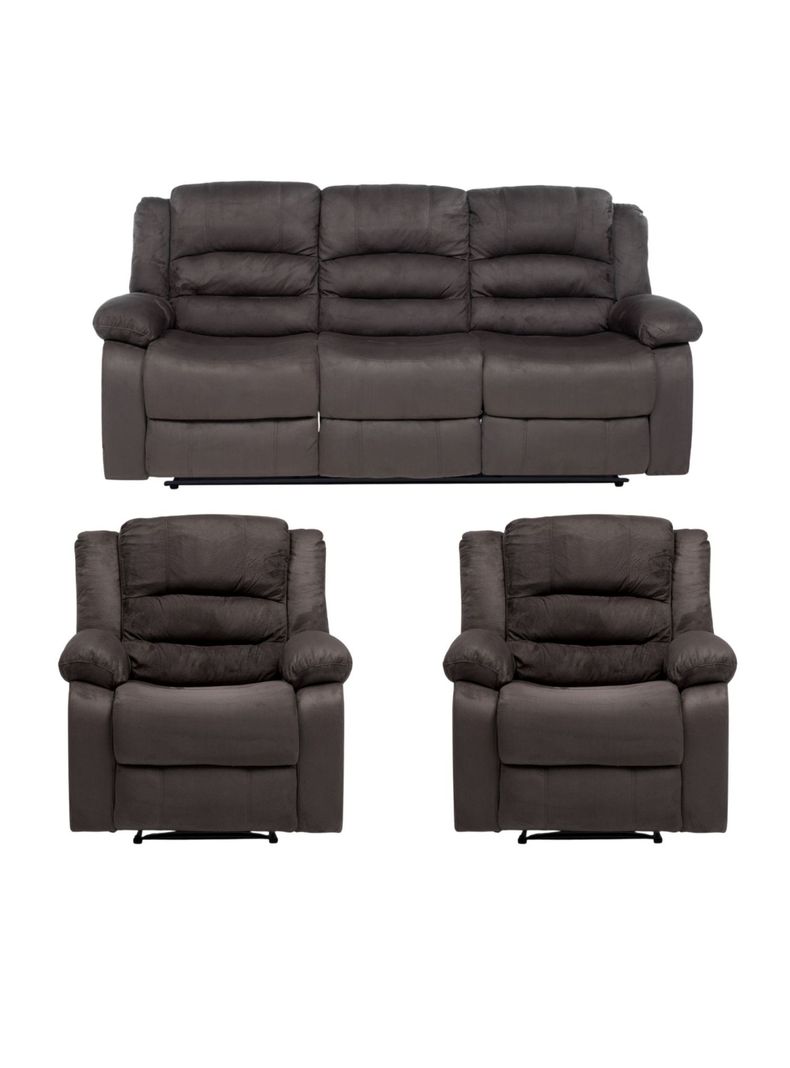  Living Sofá 3 Cuerpos Reclinable Martell Gris + 2 Bergers FG98060GR-0