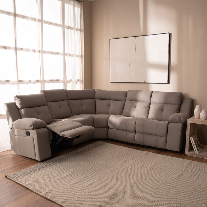 Sofá Seccional Reclinable Moderno Living Arizona Beige 8081KH-2