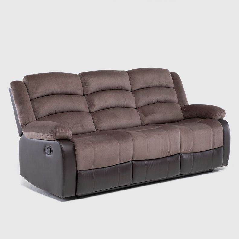 Sofá 3 Cuerpos Reclinable Moderno Café Praga 8040SBR-0