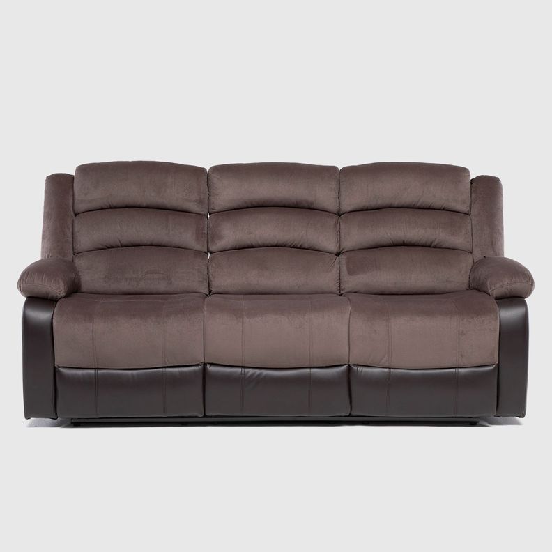 Sofá 3 Cuerpos Reclinable Moderno Café Praga 8040SBR-3