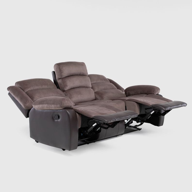 Sofá 3 Cuerpos Reclinable Moderno Café Praga 8040SBR-5