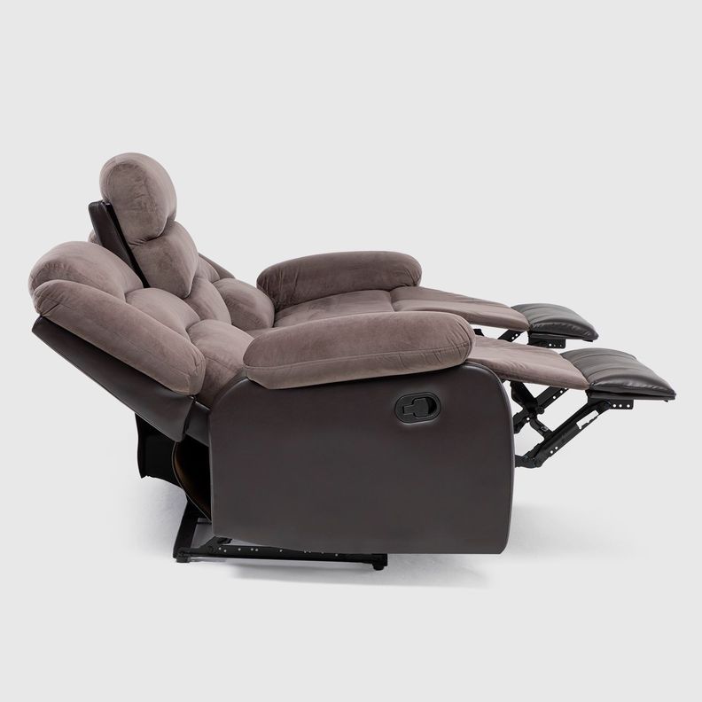 Sofá 3 Cuerpos Reclinable Moderno Café Praga 8040SBR-6
