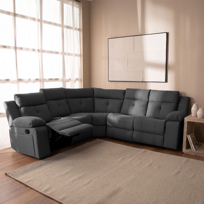  Sofá Seccional Reclinable Moderno Living Arizona Gris 8081GR-2