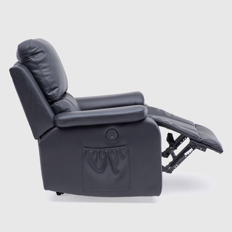 Berger Reclinable Eléctrico Vibromasaje + Control Negro Madrid 8094RPMBK-5