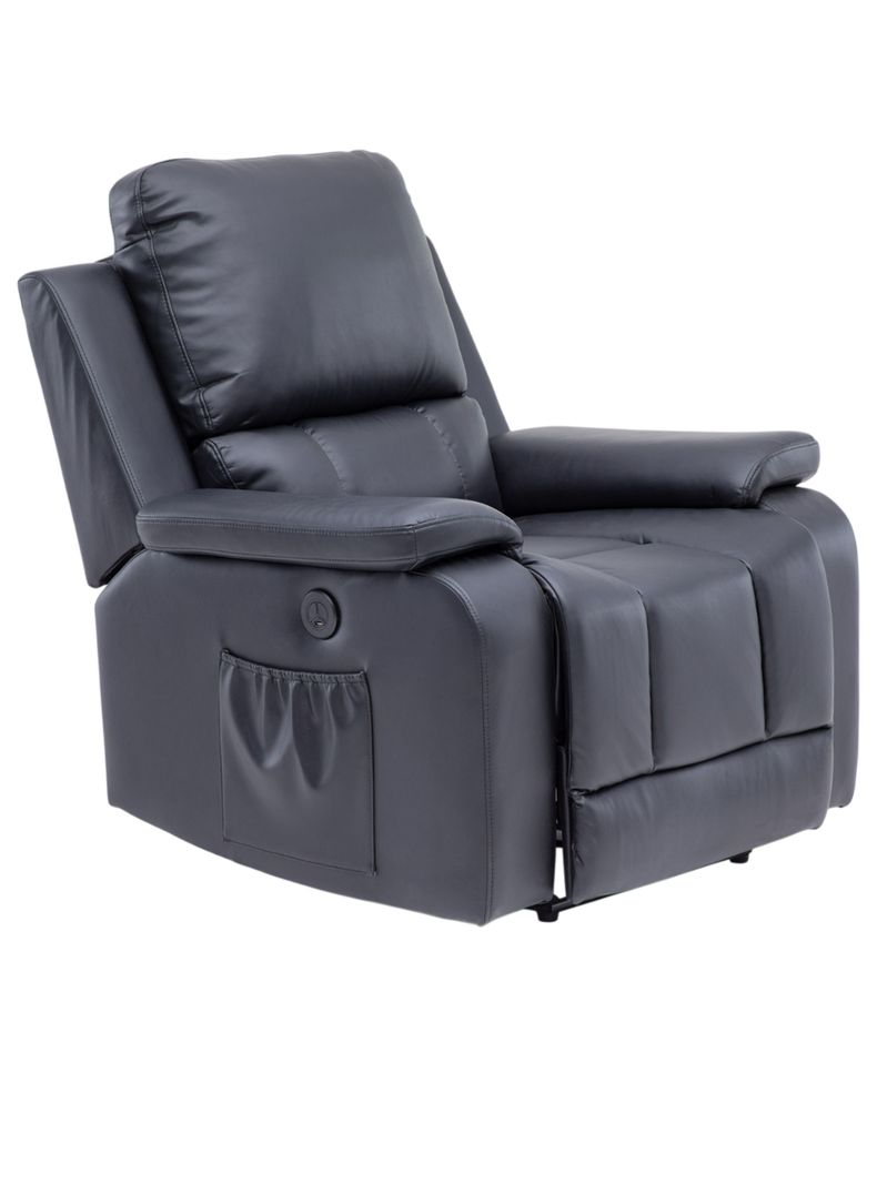 Berger Reclinable Eléctrico Vibromasaje + Control Negro Madrid 8094RPMBK-1