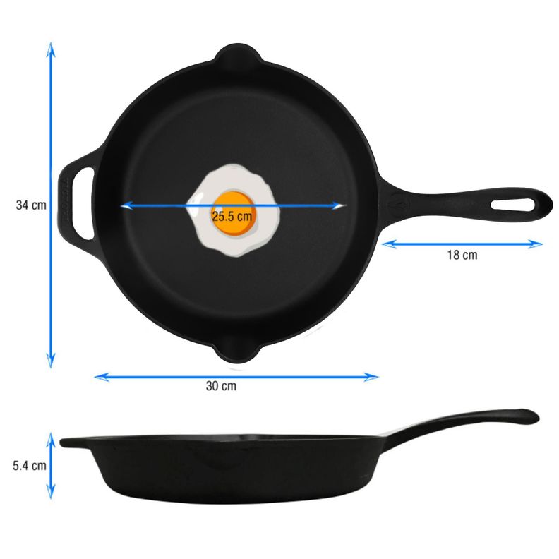 Sartén de Hierro Fundido Precurado 30 cm-3