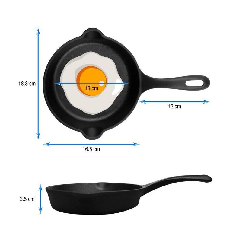 Sartén Pequeña de Hierro Fundido Precurado 16.5 cm-4
