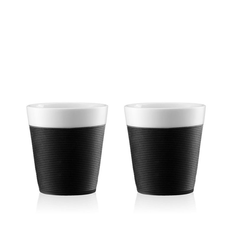 Set de 2 Vasos Porcelana Con Envoltura Silicona, 0.17lts.-0
