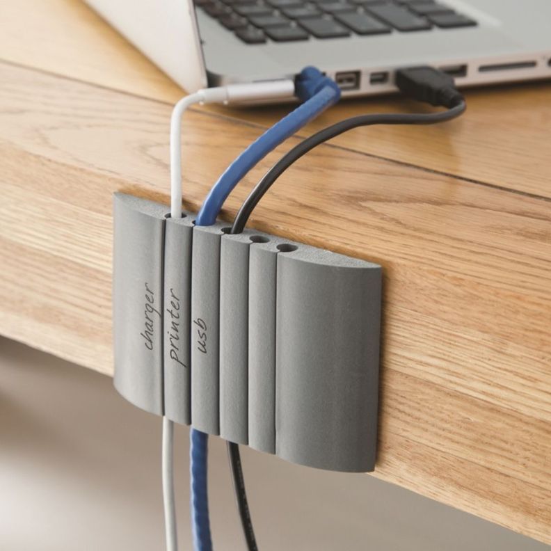 Organizador y Sostenedor de Cables Adhesivo Color Gris.-3
