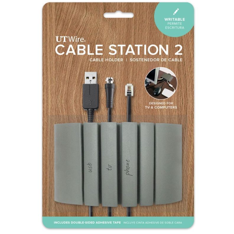 Organizador y Sostenedor de Cables Adhesivo Color Gris.-0
