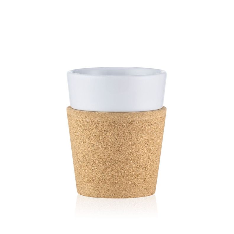 Set de 2 Vasos Porcelana Con Manga de Corcho, 300 ml-0