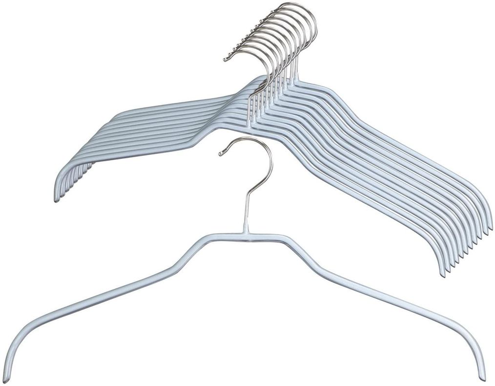 Set De 10 Colgadores Para Ropa Plateado, Silhouette 36F.-0