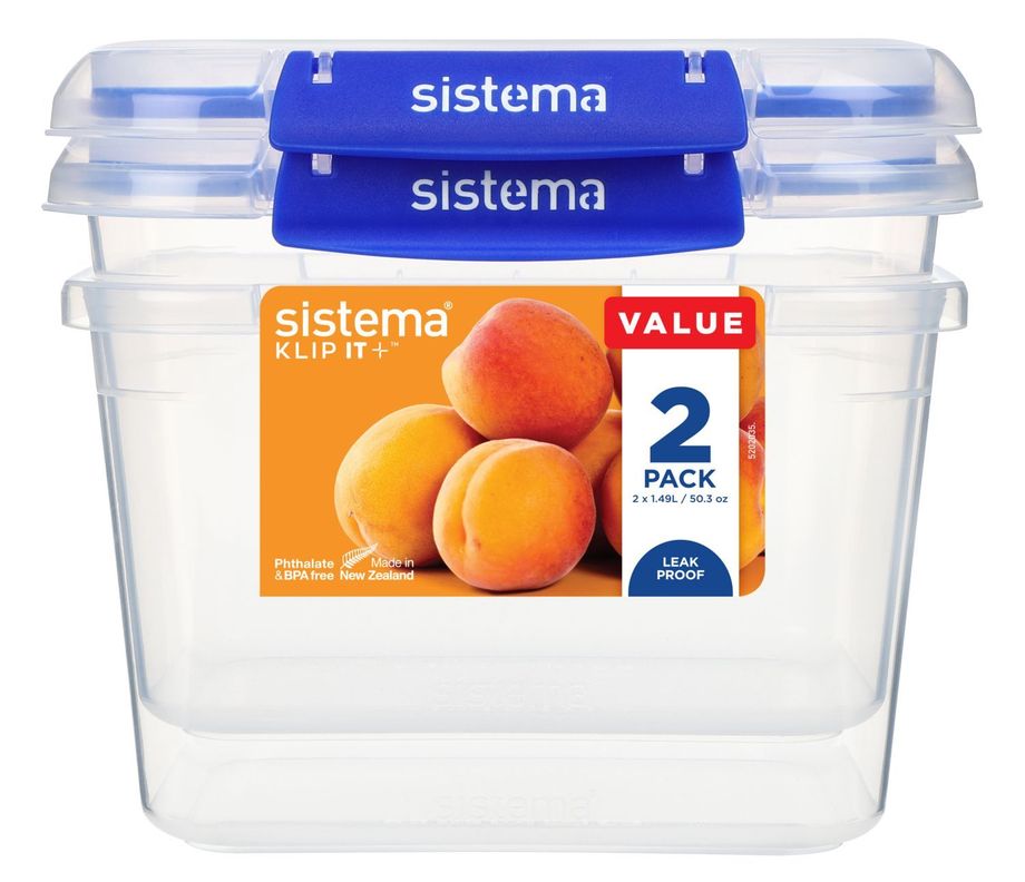 Set de 2 contenedores de 1.49 lts Klip It Plus. Sistema-2