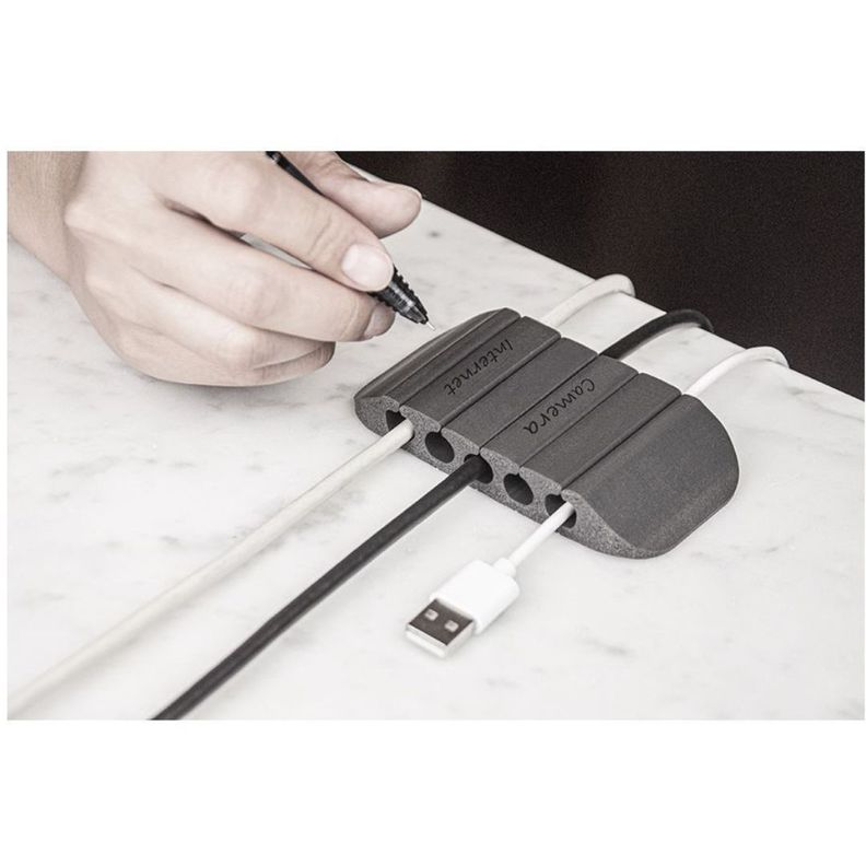 Organizador y Sostenedor De Cables Adhesivo Extraíble y Reajustable, Color gris.-2
