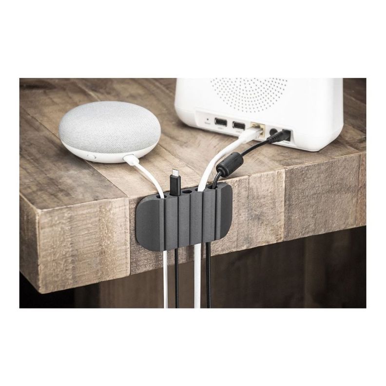 Organizador y Sostenedor De Cables Adhesivo Extraíble y Reajustable, Color gris.-4